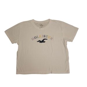 Hollister Womens White Embroidered Logo Tee Large